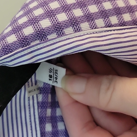 Bugatchi Uomo purple check long sleeve button-down - Picture 4 of 6